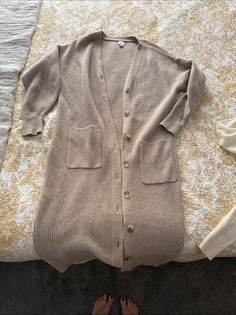 a new day Cream Ribbed Crewneck Sweater